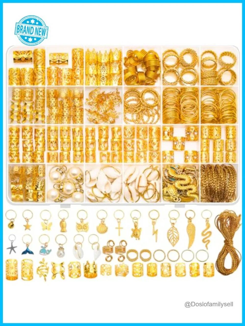 285 Pcs Gold Hair Jewelry for Braids with Pendants Charms
